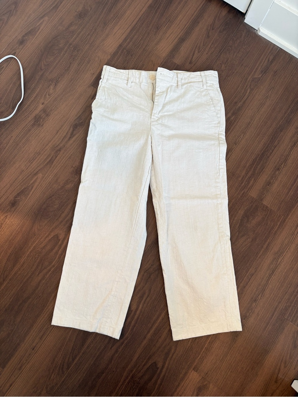 Zara Cream Casual Linen-Blend Pants